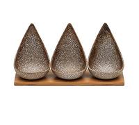 FBHDKJNFG Ciotoline in ceramica per salse Multicolor Ceramic Dip Bowls Set With Bamboo Tray Soy Drop Shape(Bruin)