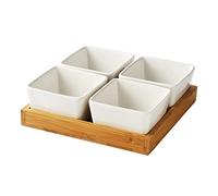FBHDKJNFG Ciotoline in ceramica per salse Multicolor Ceramic Porcelain Square Plate With Tray For Salad Dessert Fruit Cake Candy(D)