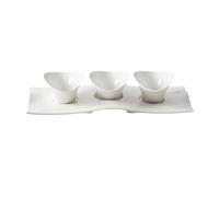 FBHDKJNFG Ciotoline in ceramica per salse Three Compartment White Porcelain Sauce Dish Condiment Bowl Snack Plate