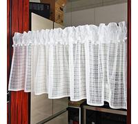 FBHDKJNFG Tende da cucina, Tende da cucina for caffè, mantovane in pizzo bianco, semitrasparenti, nappe, finestre, dimensioni multiple(W 47.2" x L 31.5" (1 Panels))