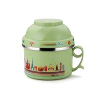 FBHFSUIEF Antiscottatura, con coperchio, rotondo, facile da trasportare; tazza for fast food for adolescenti, ADU, contenitori for il pranzo(Green)