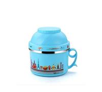 FBHFSUIEF Antiscottatura, con coperchio, rotondo, facile da trasportare; tazza for fast food for adolescenti, ADU, contenitori for il pranzo(Blue)