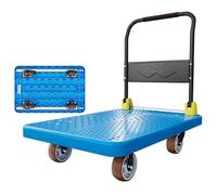 FBHFSUIEF Carrello a mano con pianale, carrello piattaforma in plastica, mobile maniglia in metallo e ruote silenziose