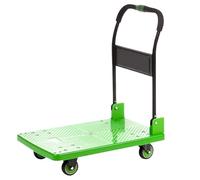 FBHFSUIEF Carrello a mano con piattaforma, carrello a ruote e maniglia in metallo, a spinta for il carico lo stoccaggio(Gr眉n,73 * 49)