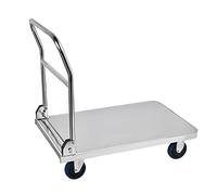 FBHFSUIEF Carrello a mano con piattaforma, carrello in acciaio inossidabile ruote e maniglia for casa, ufficio, magazzino, fabbrica, capacità di peso 440 libbre, a spinta(201)