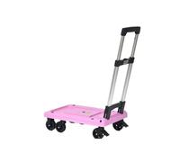 FBHFSUIEF Carrello a mano con piattaforma e carrello a pieghevole ruote girevoli a 360 gradi, retrattili for il carico lo stoccaggio(Pink,92CM)
