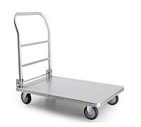 FBHFSUIEF Carrello a pianale con maniglia pieghevole e ruote girevoli a 360 gradi in acciaio for il carico lo stoccaggio