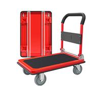 FBHFSUIEF Carrello a piattaforma con maniglia pieghevole, carrello multiuso funzionale, for una facile conservazione(Black Red,72 * 48cm)