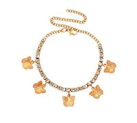 FBHFSUIEF Cavigliera a Farfalla con Strass, alla Moda, Catena da Tennis, for Donne, a Piedi Nudi, for L'Estate e la Spiaggia