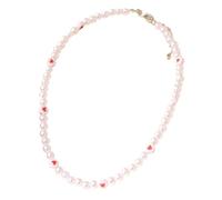 FBHFSUIEF Collana di gioielli dolci dal design semplice con piccole perle e delicato ciondolo a forma cuore bianco