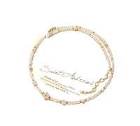 FBHFSUIEF Collana di perle d'acqua dolce e quarzo riempita d'oro 14K, 35+3 cm, gioielli fatti a mano con cristalli