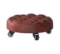 FBHFSUIEF con ruote cuscinetti, sgabelli bassi seduta a rotelle e girevoli universali, piccoli in pelle(Red)
