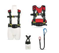 FBHFSUIEF Imbracatura di sicurezza for lavoro aereo, imbracatura anticaduta con cordino retrattile, kit for da tetto protezione, for arrampicata su roccia(Red,C)