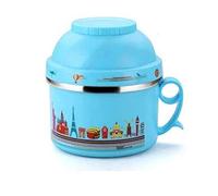 FBHFSUIEF Lunch Box, antiscottatura, con coperchio, rotondo, facile da trasportare; contenitore for fast food for adolescenti, ADU(Blue)