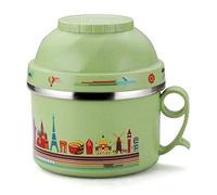 FBHFSUIEF Lunch Box, antiscottatura, con coperchio, rotondo, facile da trasportare; contenitore for fast food for adolescenti, ADU(Green)