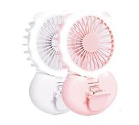 FBHFSUIEF Mini ventilatore portatile con luce ad anello for selfie, piccolo tascabile ricaricabile tramite USB, clip a 3 velocità