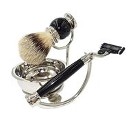 FBHFSUIEF Porta-rasoio Pratico supporto for pennello da uomo for rasoio, set regalo for in smalto nero 4 in 1, portapennello barba for tazza in pelo di tasso maschile