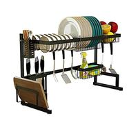 FBHFSUIEF Scolapiatti sopra il lavello Stendino for piatti Nero 201 Scarico da cucina in acciaio inossidabile Stoviglie Organizzatore mesa