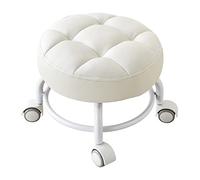 FBHFSUIEF Sgabelli bassi con seduta a rotelle e ruote girevoli universali in similpelle, piccoli sgabelli(White)