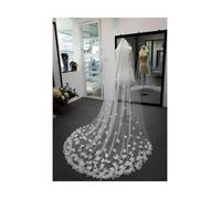 FBHFSUIEF Veli da Sposa, Velo Lungo Bianco a cattedrale, con Fiori 3D, Pizzo Floreale, Petali, Accessori for la(White,300cm)