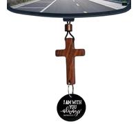 Fbinys Christian Wooden Car Ornament, Religious Hangable Pendant Decor, Auto Interior Accessory with Elegant Design, Spiritual Symbol for Dashboard or Mirror, Rustic Car Charm, Vehicle Decoration