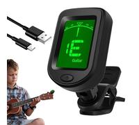Fbinys Clip on Guitar Tuner, Rechargeable Bass Tuner, Digital Lcd Display, 360° Rotation, Fast & Accurate Tuning, Auto Power Off, Black, Ideal for Ukulele, Banjo, Violin