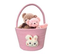 Fbinys Easter Baskets, Soft Festive Candy Storage Container, Empty Bunny Basket with Handle for Babies, Egg Hunt Game, Candy Bag, Treat Container, 9.06x7.09x6.3 Inches