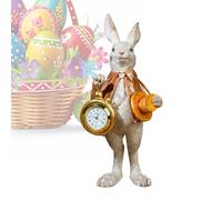 Fbinys Easter Bunny Figurine - Top Hat Clock Decor, Cute Bunny Small Decorations, Statue with Detailed Craft, Figurine for Home Office Bedroom Farmhouse School Restaurant Desk Shelf Spring Holiday