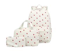 Fbinys Girls Backpack - Corduroy Bookbag Set for School, Outdoor Activities with Multi-Function Use, Matching Knapsack for College, Travel, Hiking, Fabric, Pencil Case and Lunch Box, 16.5 Inches
