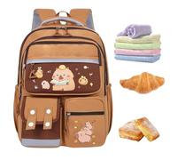 Fbinys Kids Capybara Backpack, Cute Animal School Bag, Large Capacity Stationery Organizer, Adjustable Shoulder Straps, Lightweight Design for School Travel Camping, 16.54x11.81x6.3 inch