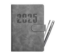 Fbinys Leather Cover Notebook, System Agenda Notebook, A5 Planner, 1 Page Per Day, Start Anytime Planner, Goal Oriented Notebook, Schedule Notepad, 2025 A5 Notebook for Home, School, Business