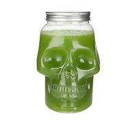 Fbinys Reusable Skull Container - 500ml 800ml Glass Jar, Spooky Decor with Lid, Skull Storage Jar, Ideal for Tabletop Kitchen, Household Outdoor Camping Party Bar or Coffee Station