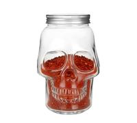 Fbinys Reusable Skull Container - 500ml 800ml Glass Jar, Spooky Decor with Lid, Skull Storage Jar, Ideal for Tabletop Kitchen, Household Outdoor Camping Party Bar or Coffee Station