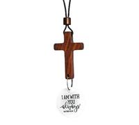 Fbinys Wooden Car Mirror Decor, Religious Christian Pendant Ornament, Hangable Interior Accessory with Polished Finish, Auto Decoration, Spiritual Gift with Rustic Style, Car Accessory for Men Women