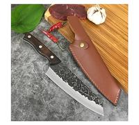 FBITE Coltello da cuoco giapponese da 7 pollici Coltello da caccia da campeggio in acciaio inossidabile forgiato Coltello da caccia for fetta di carne Mannaia Coltello da macellaio professionale
