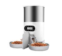 FBJAMZ Distributore Automatico di Cibo Secco per Gatti con Registrazione vocale e Timer, Adatto a più Gatti e Cani.