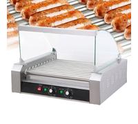 FBJAMZ Griglia a rulli in Acciaio Inox per Hot Dog con Doppio Controllo della Temperatura, cuoci Salsicce a 9 Stecche, Ideale per Food Truck, Feste ed Eventi, Perfetta per porzioni veloci!