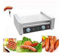 FBJAMZ Macchina Professionale elettrica per Hot Dog, con 9 rulli in Acciaio Inox e Doppio Controllo della Temperatura, Ideale per cuocere Salsicce su Food Truck e chioschi gastronomici.