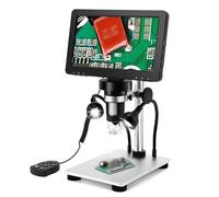 FBJAMZ Microscopio Digitale da 7 Pollici Microscopio con Telecomando cablato Microscopio Portatile con ingrandimento 1200X