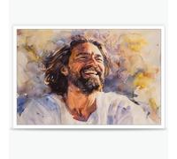 FBKDVC Poster con Cristo sorridente | Stampa artistica da parete su tela con Gesù che ride | Il Cristo vivente | LDS Art 30,5 x 40,6 cm senza cornice