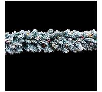 FBright Boa Natalizia Nevada con pigne e Palline Rosse, Luci LED in Bianco Caldo, Longitud 180 cm