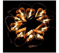FBright Ghirlanda a LED 10 Cuori in Metallo, Rame, Longitud Total 1,25 metros