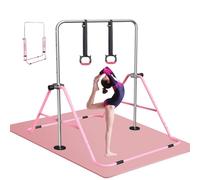 FBSPORT Barra da Ginnastica per Bambini con Altezza Regolabile Anelli Pieghevole Regolabile Espandibile Parallele Ginnastica Artistica, Ideale per Casa Junior