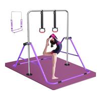 FBSPORT Barra da Ginnastica per Bambini con Altezza Regolabile Anelli Pieghevole Regolabile Espandibile Parallele Ginnastica Artistica, Ideale per Casa Junior