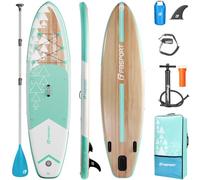 FBSPORT Tavola da SUP Gonfiabile SUP, Stand Up Paddling Board, Stand Up Paddle Board Gonfiabile per Stand Up Paddling 15CM Spessore, Surf con Alluminio Regolabile SUP Paddle + Pompa(LightWood)
