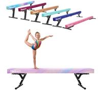 FBSPORT Trave Ginnastica Artistica per casa Regolabile 244CM,5 Altezza regolabiletrave Trave Alta Ginnastica Artistica Fascia da Pavimento Altamente Stabile per Bambini