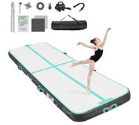 FBSPPORT Tappeto Gonfiabile per Ginnastica 4 Metri, 20cm Spesso con Pompa Ad Aria e Borsa per Il Trasporto, Tappetino per Esercizi a Casa/Yoga/All'Aperto/Tumbling/Palestra/Cheerleading/Acqua