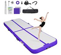 FBSPPORT Tappeto Gonfiabile per Ginnastica 5 Metri, 20cm Spesso con Pompa Ad Aria e Borsa per Il Trasporto, Tappetino per Esercizi a Casa/Yoga/All'Aperto/Tumbling/Palestra/Cheerleading/Acqua
