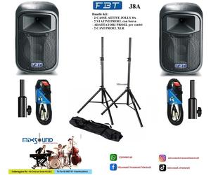 FBT JOLLY J8A 2V KIT 2 CASSA ATTIVA 200W + 2 STATIVI PROEL e BORSA + 2 CAVI XLR