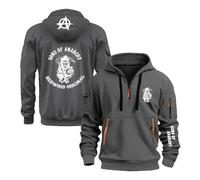 FBWZSAG Felpa con Cappuccio Stampata da Uomo per A.na.rc.h.y S.on.s Abbigliamento Sportivo con Cappuccio E Mezza Zip Cappotto Semplice Felpe A Manica Lunga-E-ShenHui||XL